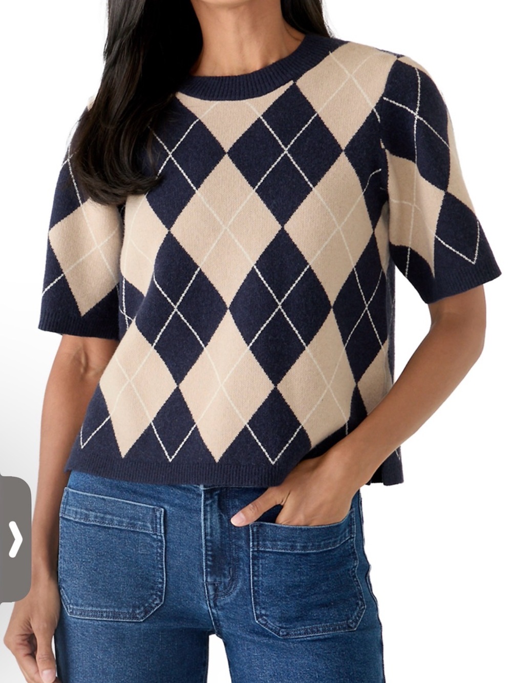 Sanctuary NWT Sweater T-shirt Loma Argyle Short-Sleeve Sz S